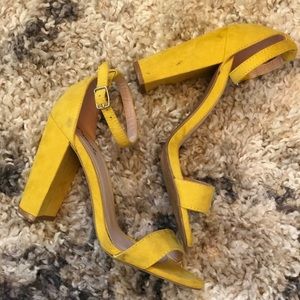 Yellow suede Qupid Heels